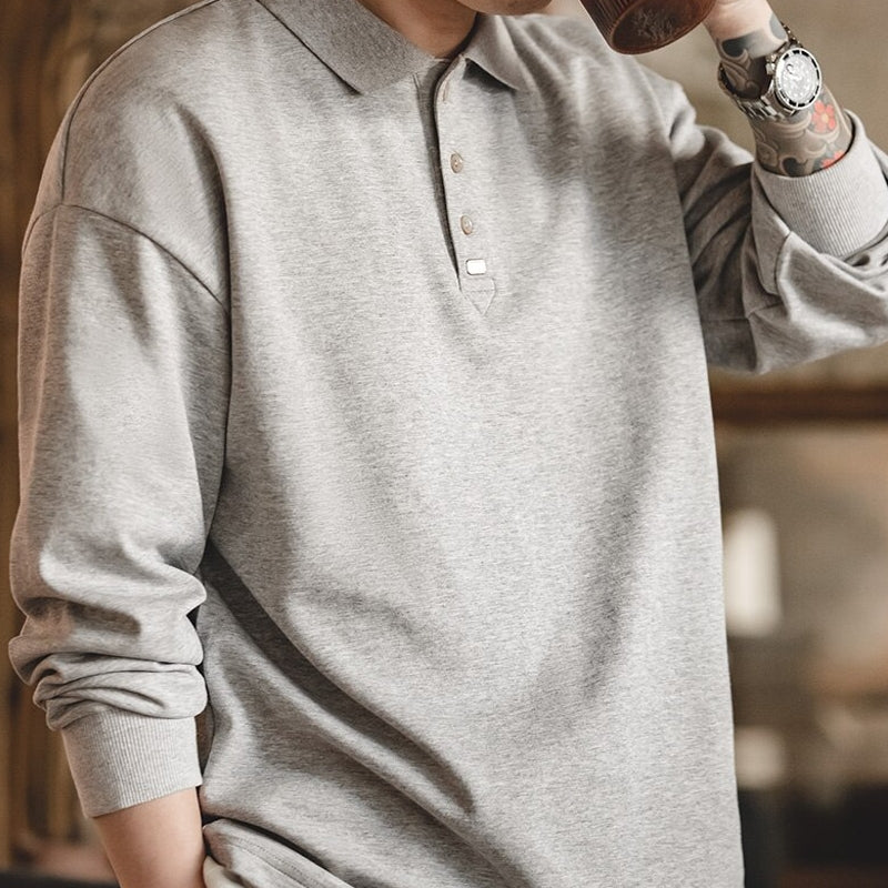 Stylish Cotton Lapel Plain Tops Polo Shirts