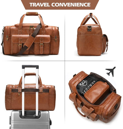 21 Men's Leather Duffel Bag with Toiletry Bag