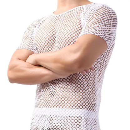 Men's Sexy Mesh See-Through T-Shirts | Short Sleeve O-neck Tees