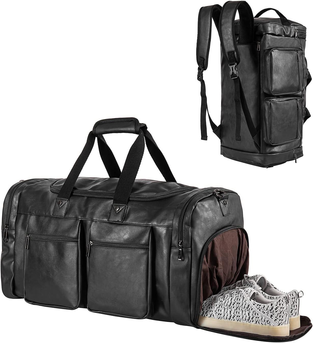 22 Leather Multi-Functional Weekender Duffel Bag