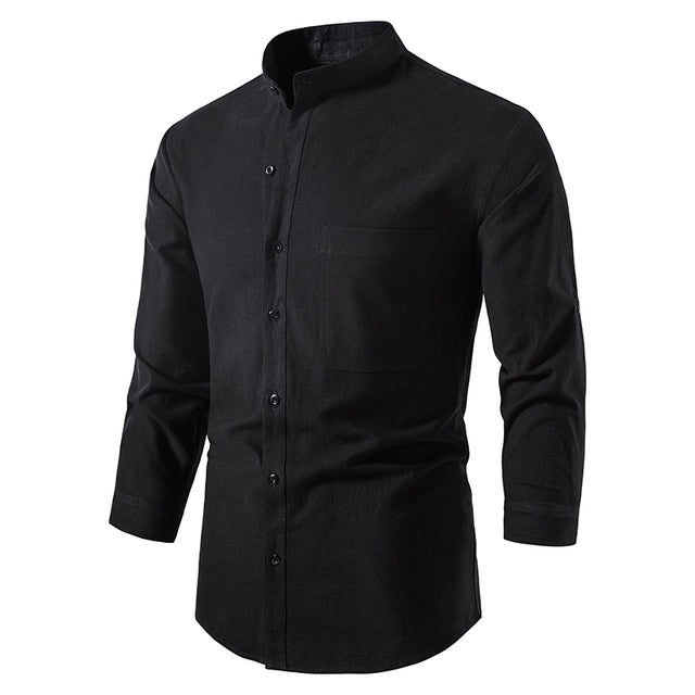 Men Casual Blouse Cotton Linen Shirt Loose Tops