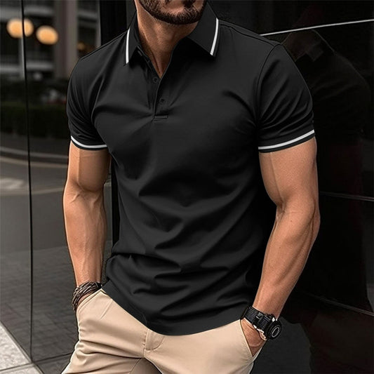 Men's Button Rib Collar Sport Polo Shirt