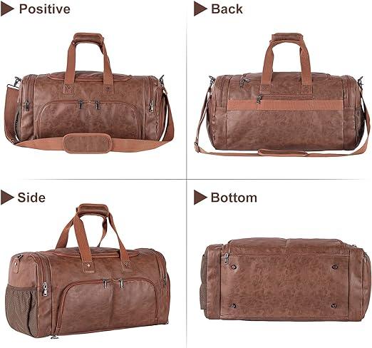 22 Men's Leather Carry-On Travel Duffel Bag