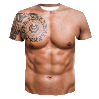 Muscle Print T-shirt For Men Quick Dry Clothing