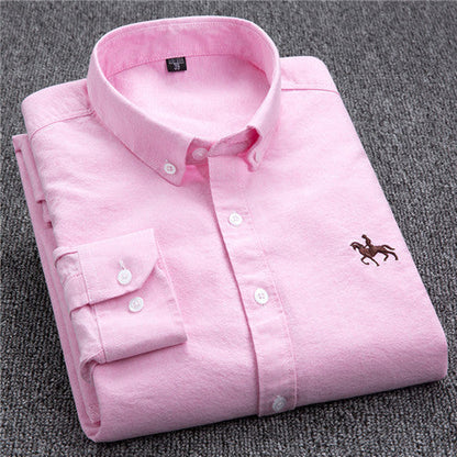 Cotton Oxford Shirt For Men Long Sleeve Work Man Shirt