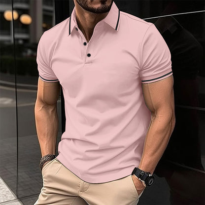 Men's Button Rib Collar Sport Polo Shirt