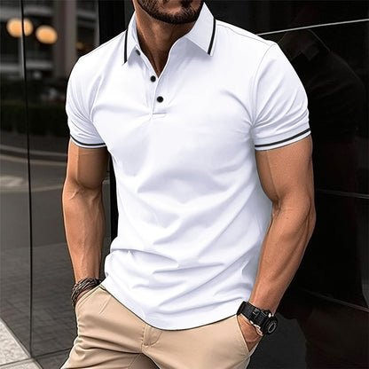 Men's Button Rib Collar Sport Polo Shirt