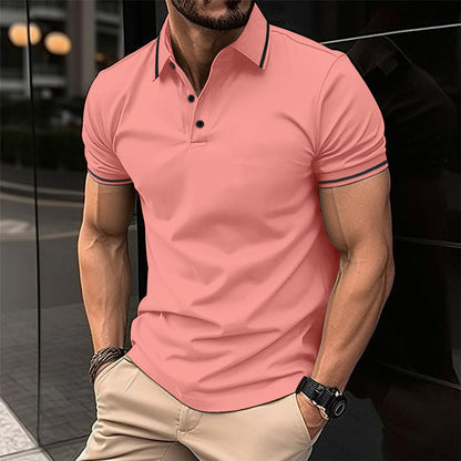 Men's Button Rib Collar Sport Polo Shirt