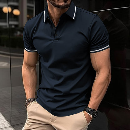 Men's Button Rib Collar Sport Polo Shirt