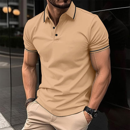 Men's Button Rib Collar Sport Polo Shirt