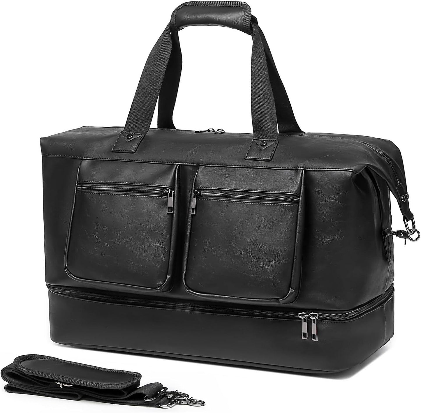 21 Men's Leather Overnight Duffel Bag