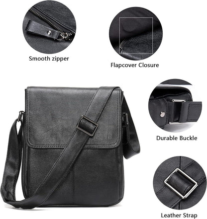 10 Men's Compact Genuine Leather Crossbody Bag