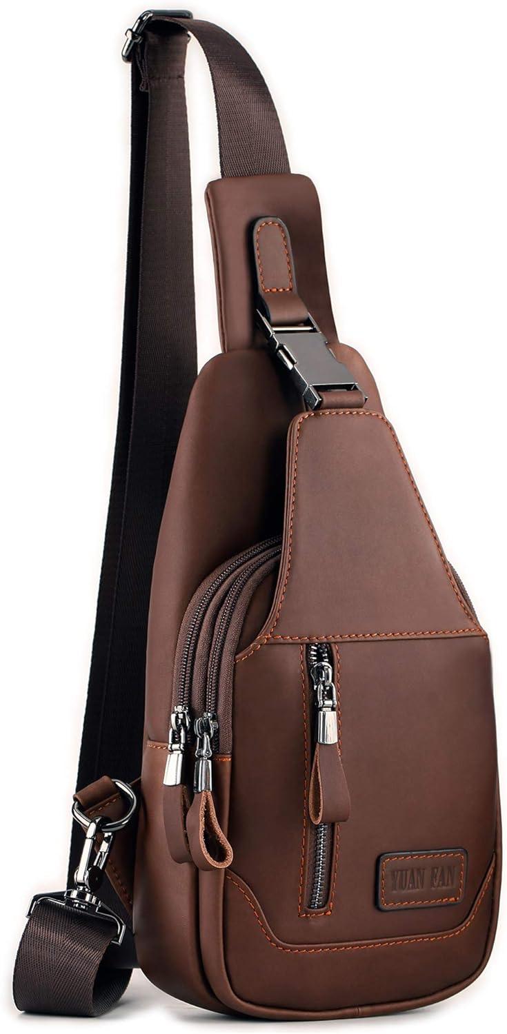 12 Men's Luxury Leather Chest Sling Bag