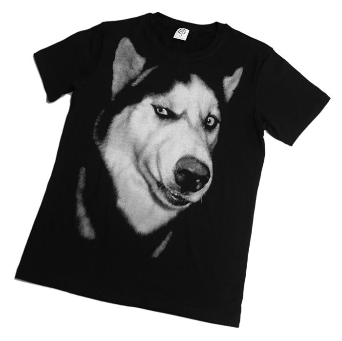 Husky T-shirt Funny than despising eyes doge god annoying dog black short sleeve