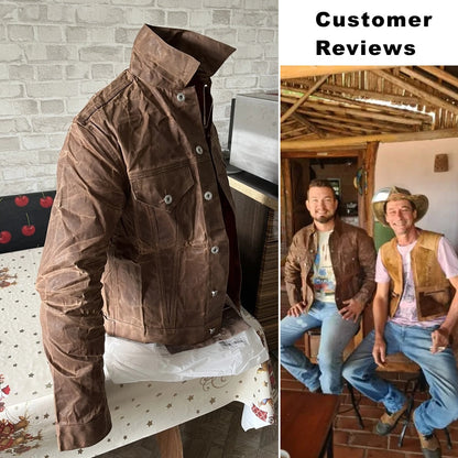 Retro Male Oil Waxed Canvas Coats Cotton Jacket