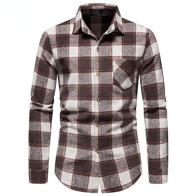 Trend Thick Warm Wool Flannel Casual Long Sleeve Shirt