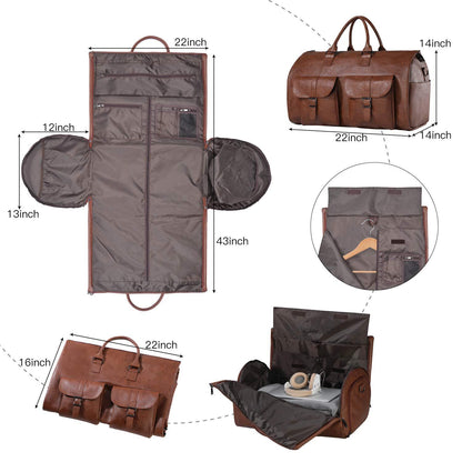 22 Men's Classic Leather Duffel Bag