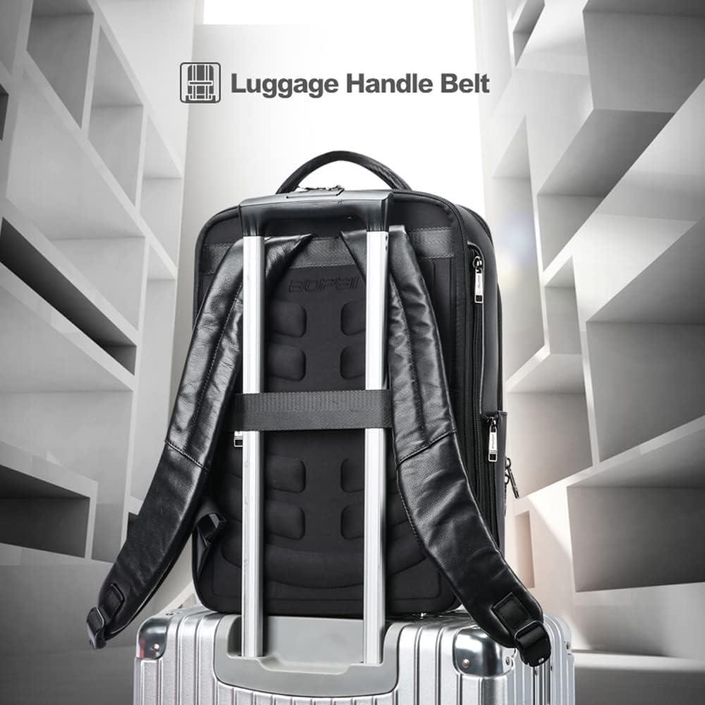 17 Men's Smart Leather Business Travel Backpack