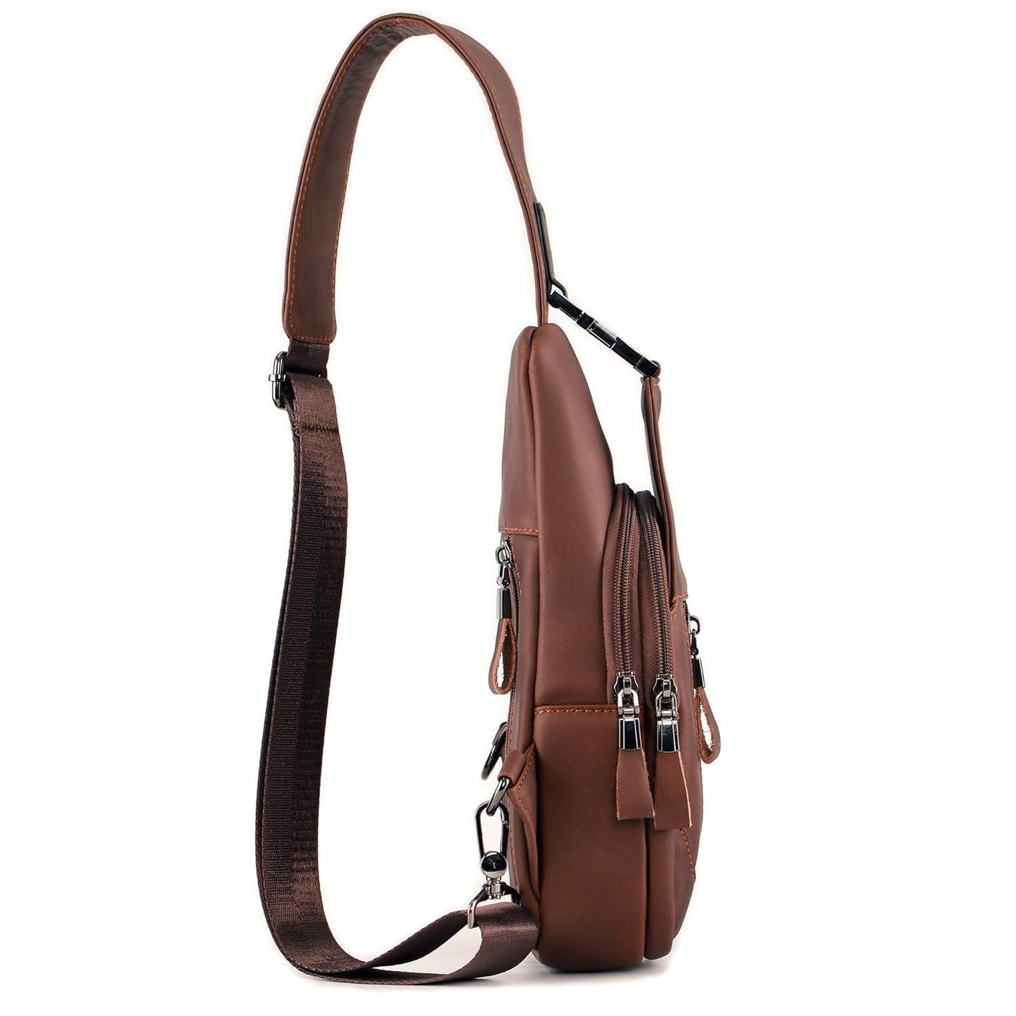 12 Men's Luxury Leather Chest Sling Bag