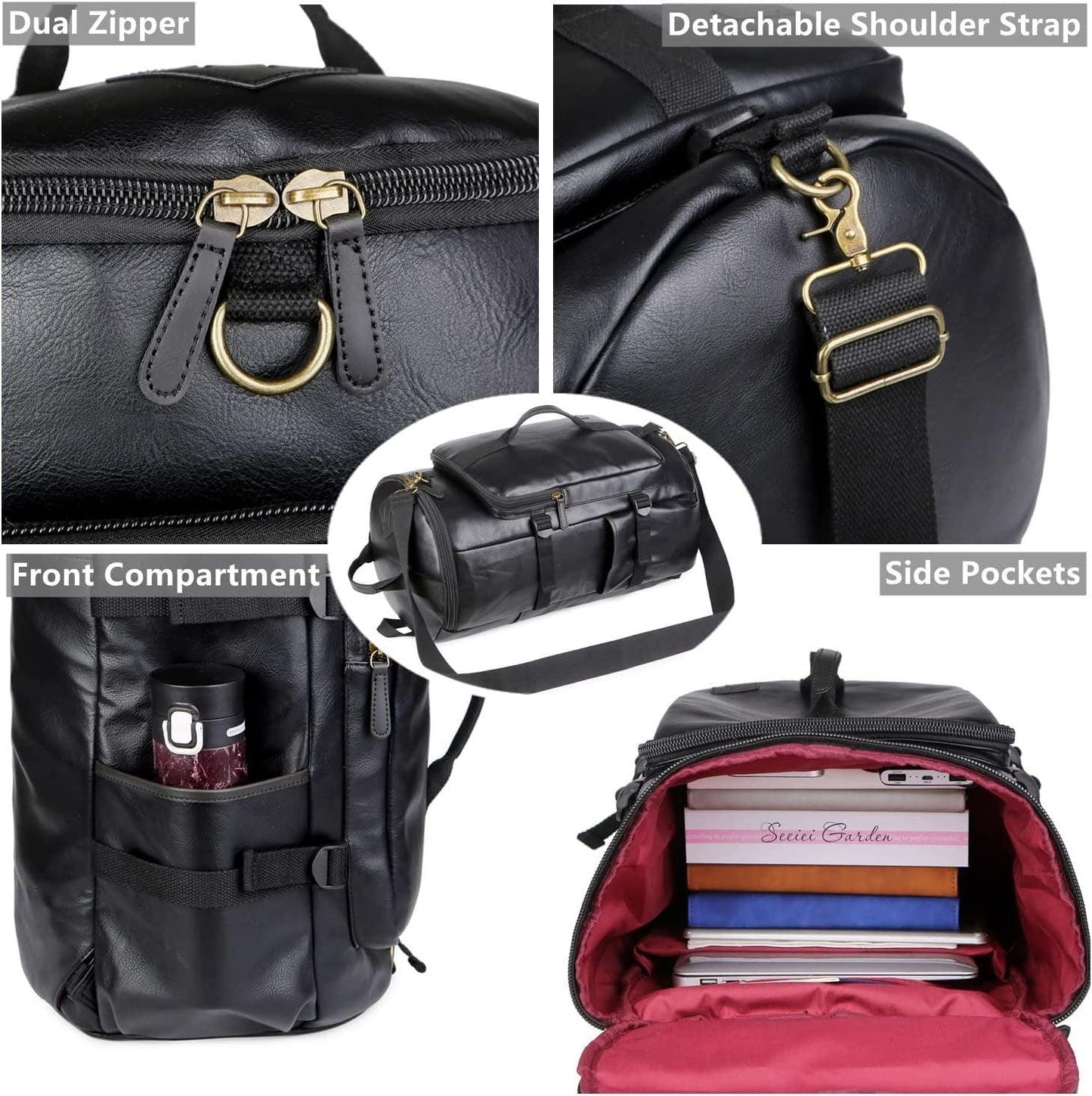 20 Men's Versatile Leather Duffel Bag