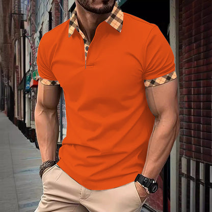 Men's Button Rib Collar Sport Polo Shirt