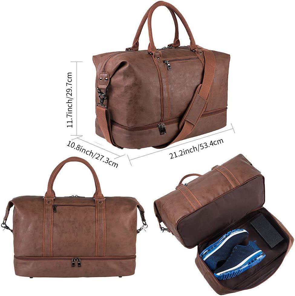 21 Men's Leather Compact Travel Duffel Bag