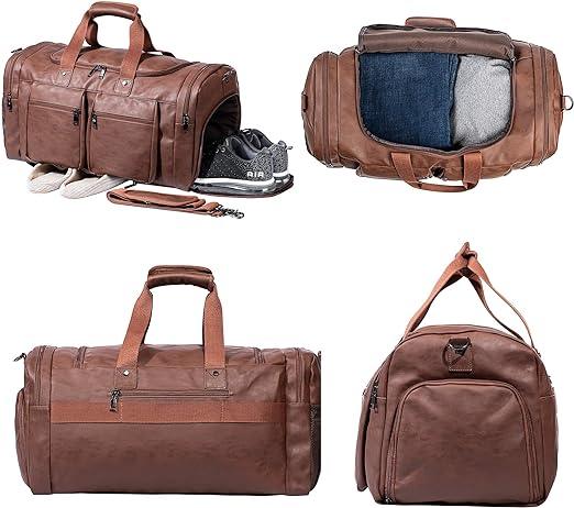 21 Men's Leather Large Carry-On Travel Duffel Bag