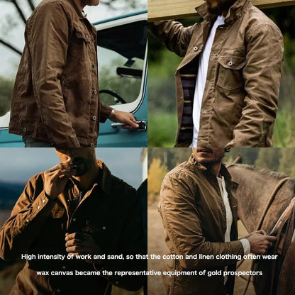 Retro Male Oil Waxed Canvas Coats Cotton Jacket