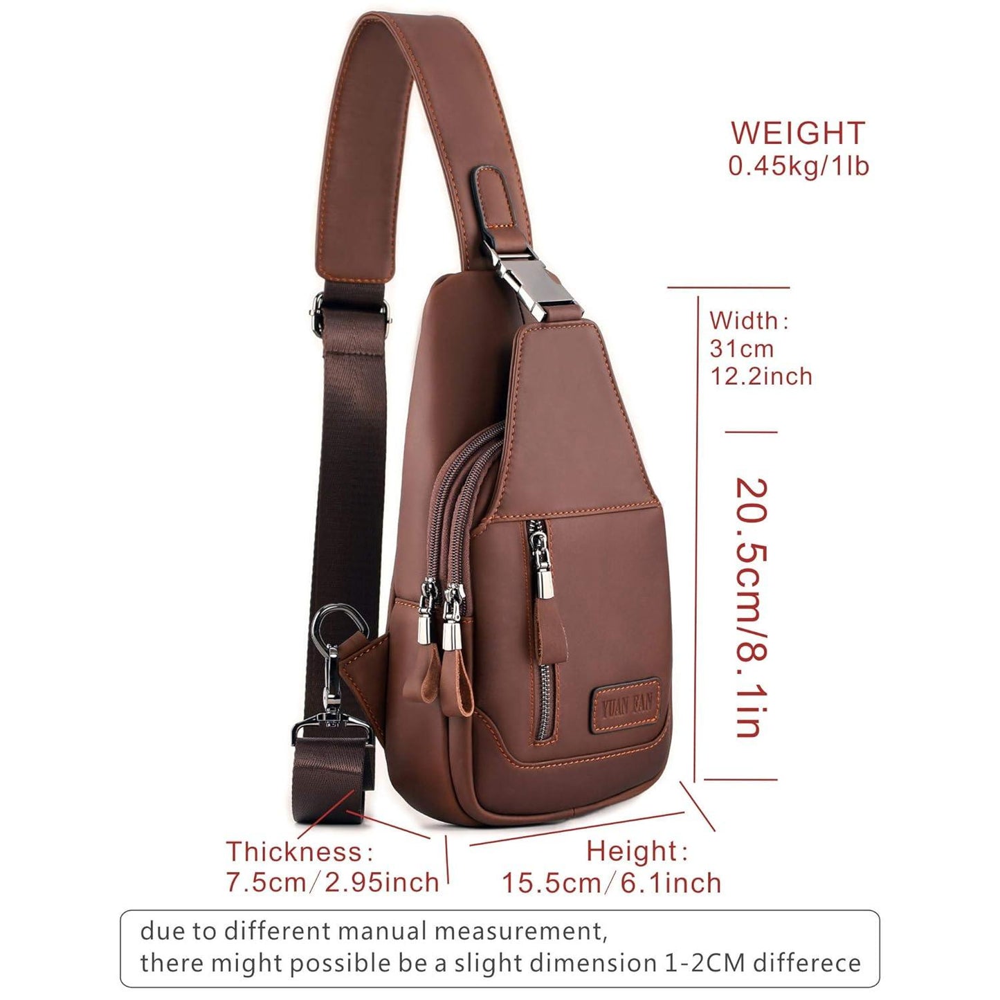 12 Men's Luxury Leather Chest Sling Bag