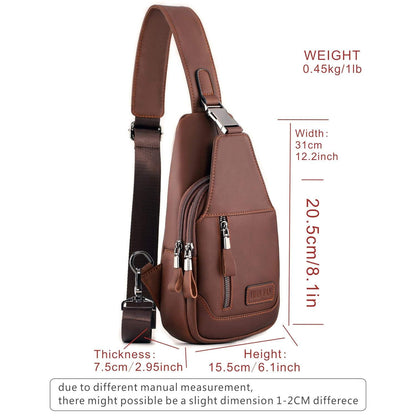 12 Men's Luxury Leather Chest Sling Bag