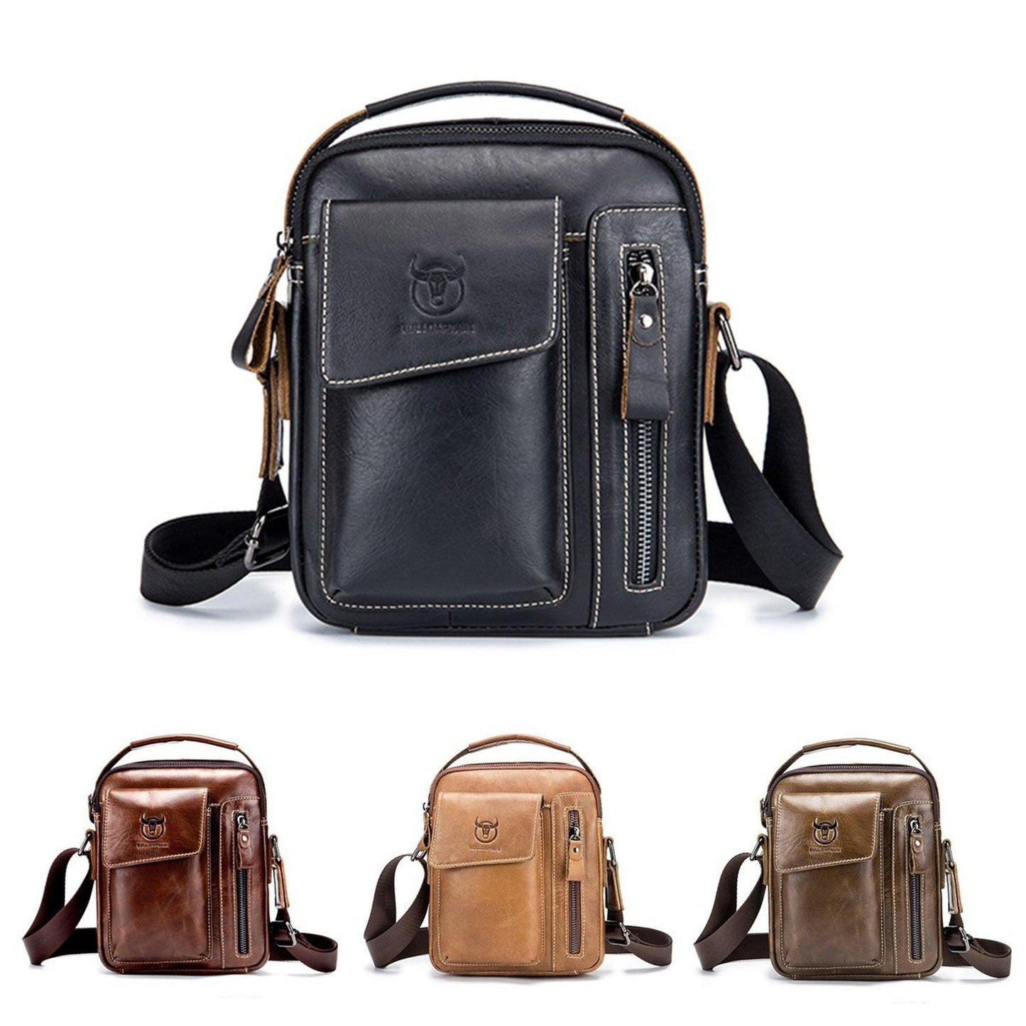 8 Men's Compact Genuine Leather Crossbody Sling Bag