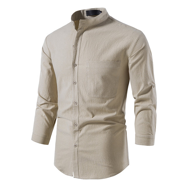 Men Casual Blouse Cotton Linen Shirt Loose Tops