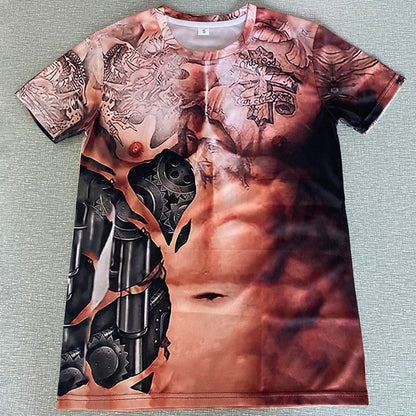 Muscle Print T-shirt For Men Quick Dry Clothing