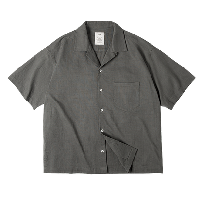 Cuban Collar Linen Shirt Man Japanese Retro Loose Male Clothing