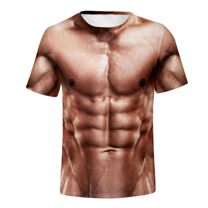 Funny Muscular Print T-shirt For Men Quick Dry Clothing