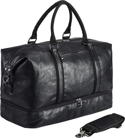 21 Men's Leather Compact Travel Duffel Bag