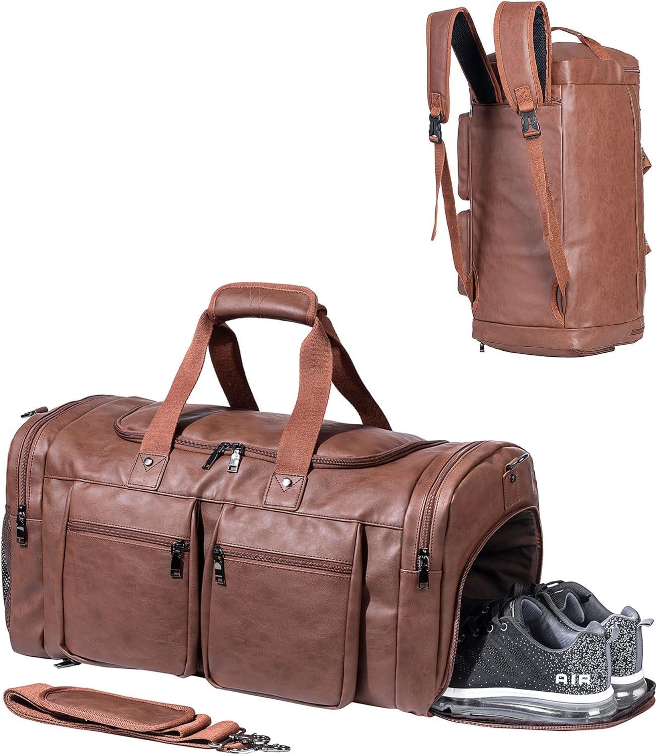 22 Leather Multi-Functional Weekender Duffel Bag