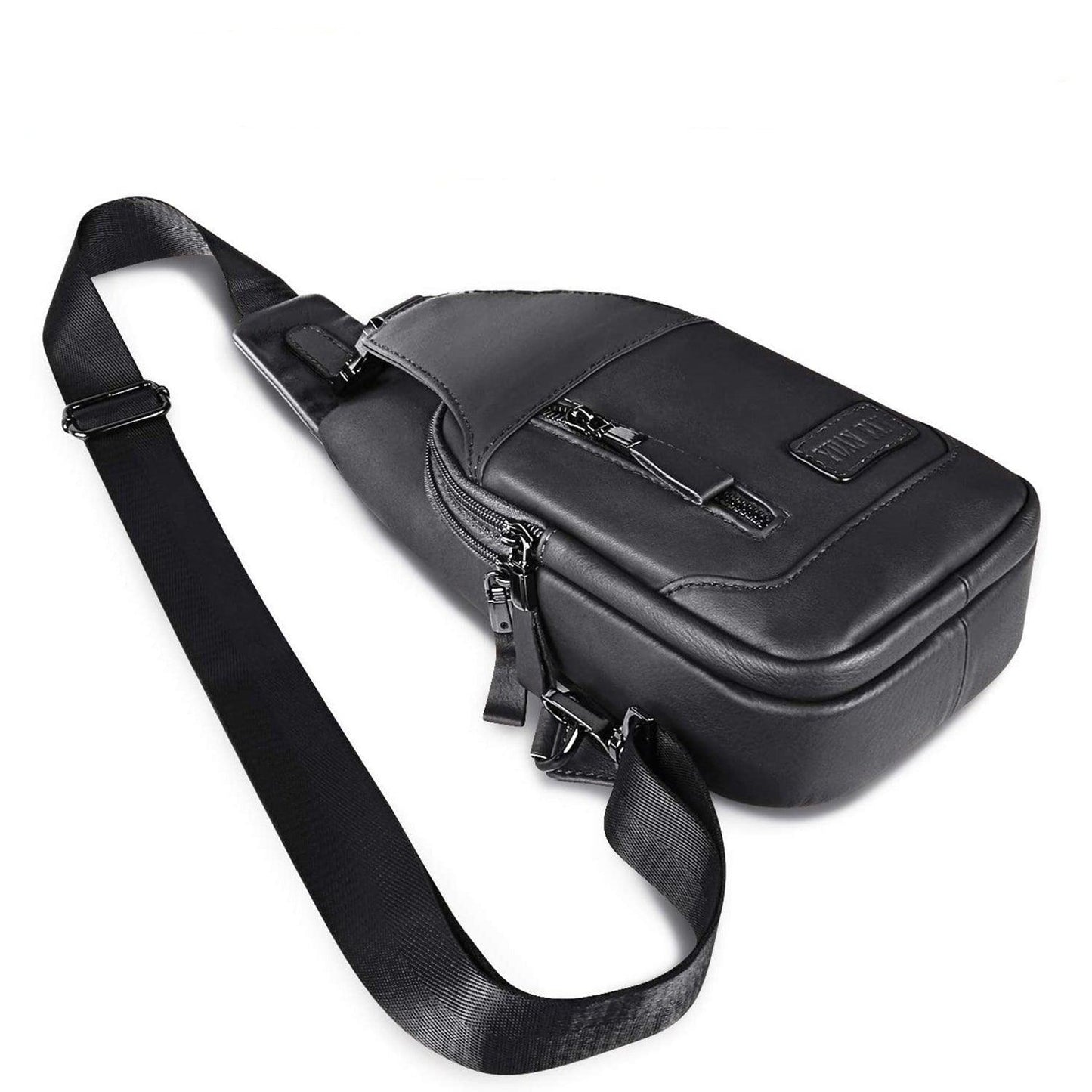 12 Men's Premium Leather Crossbody Sling Bag