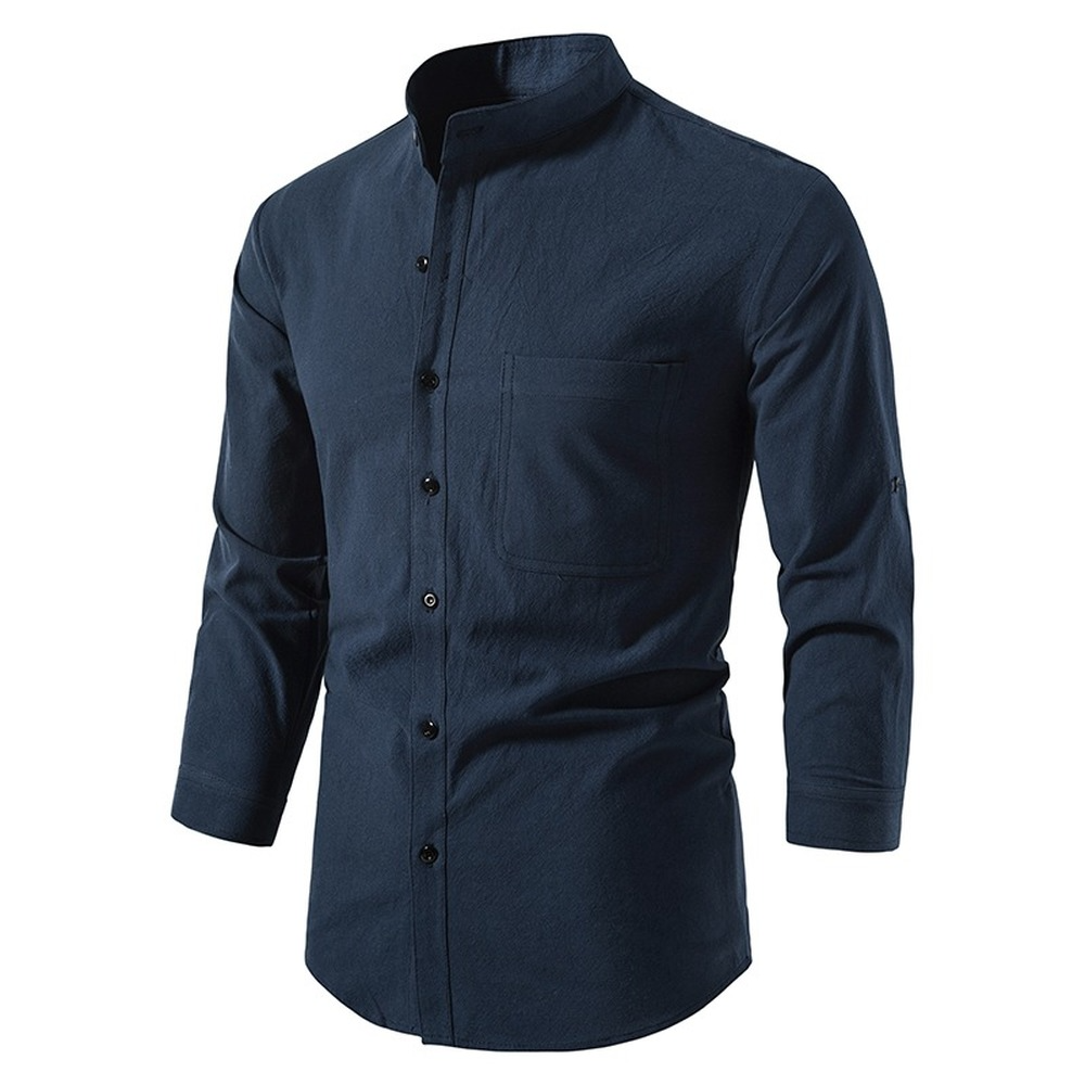 Men Casual Blouse Cotton Linen Shirt Loose Tops