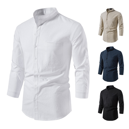 Men Casual Blouse Cotton Linen Shirt Loose Tops