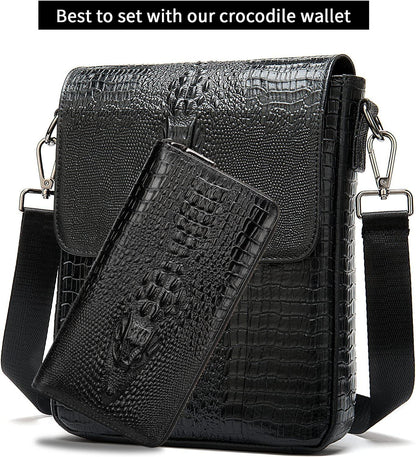 11 Men's Leather Crocodile Embossed Sling Bag