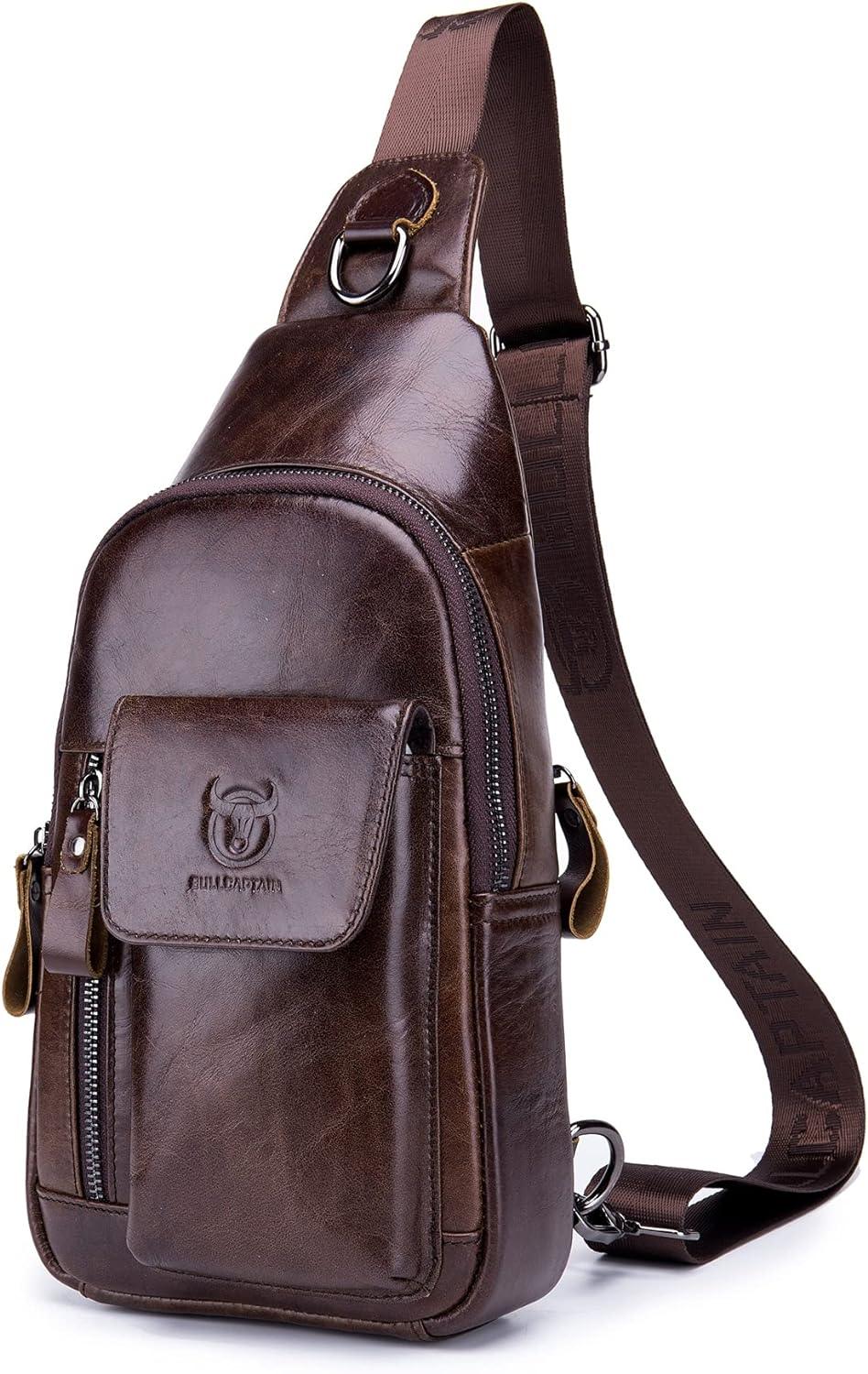 12 Men's Casual Leather Crossbody Sling Bag