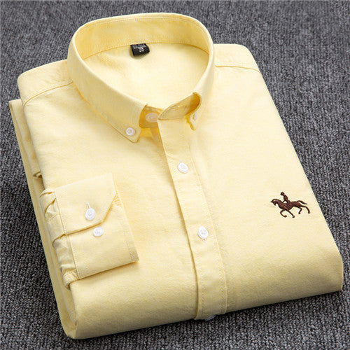 Cotton Oxford Shirt For Men Long Sleeve Work Man Shirt