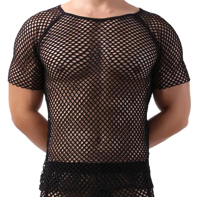 Men's Sexy Mesh See-Through T-Shirts | Short Sleeve O-neck Tees