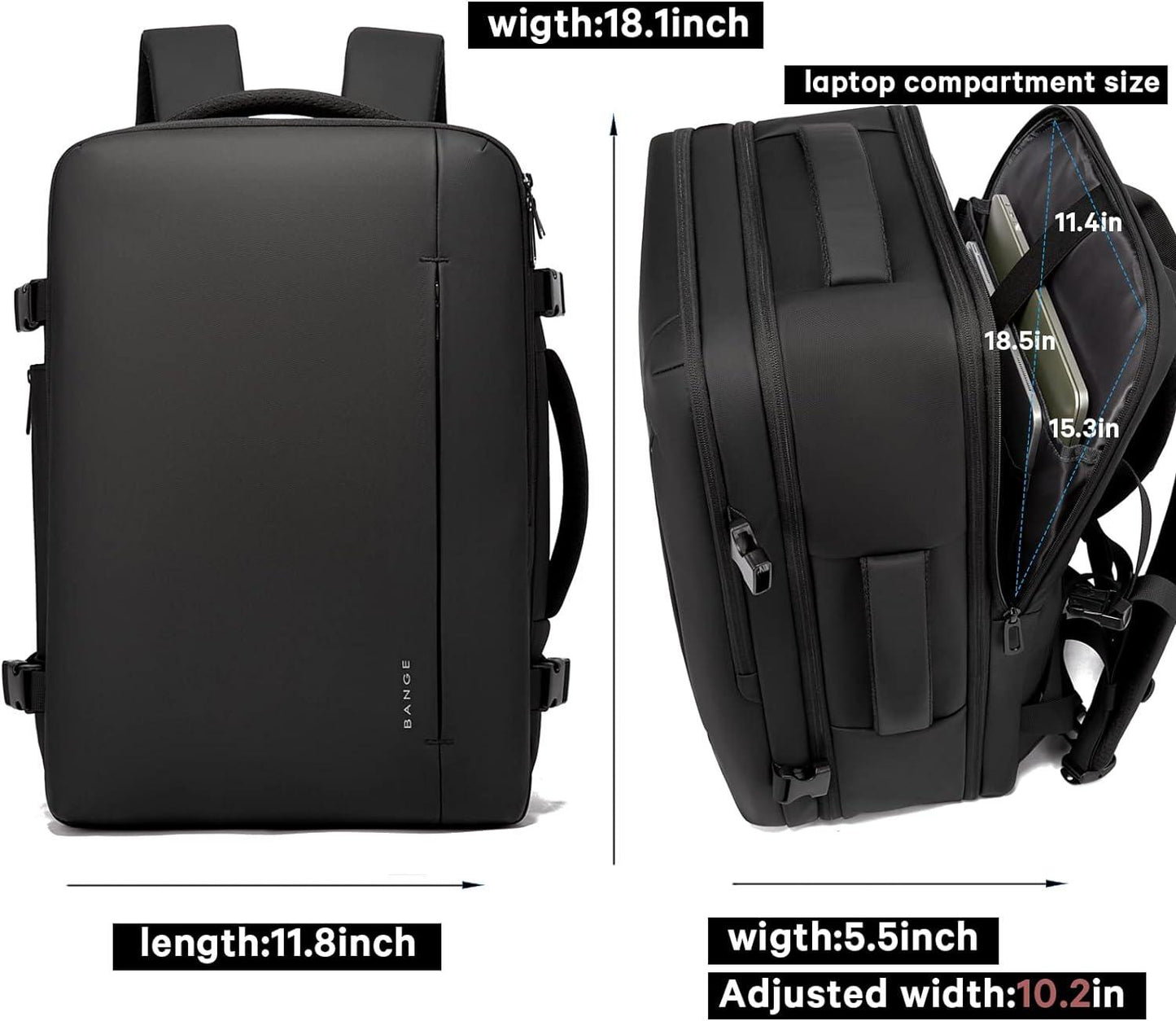 18 Men's Expandable Carry-On Travel Backpack