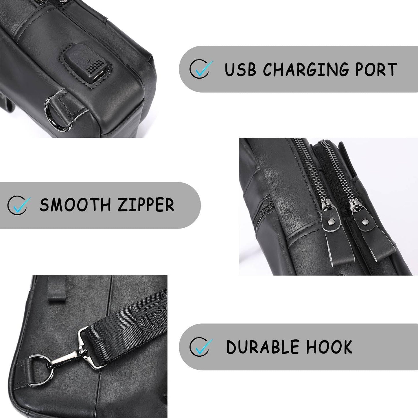 12 Men's Leather Crossbody Chest Bag