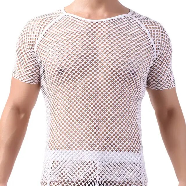 Men's Sexy Mesh See-Through T-Shirts | Short Sleeve O-neck Tees