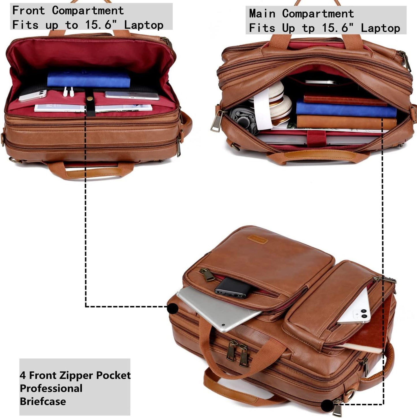 16 Leather Laptop Backpack Briefcase