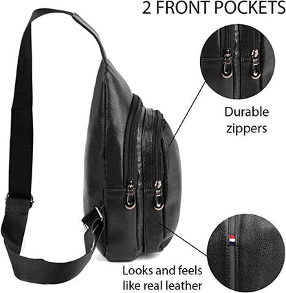 12 Men's Classic Leather Design Crossbody Sling Bag