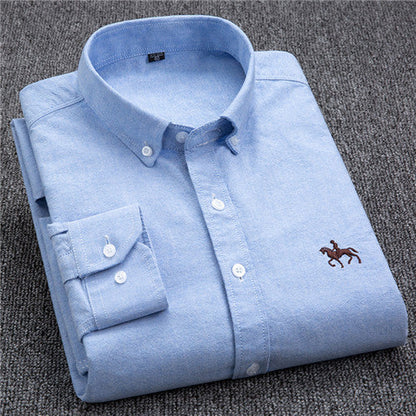 Cotton Oxford Shirt For Men Long Sleeve Work Man Shirt